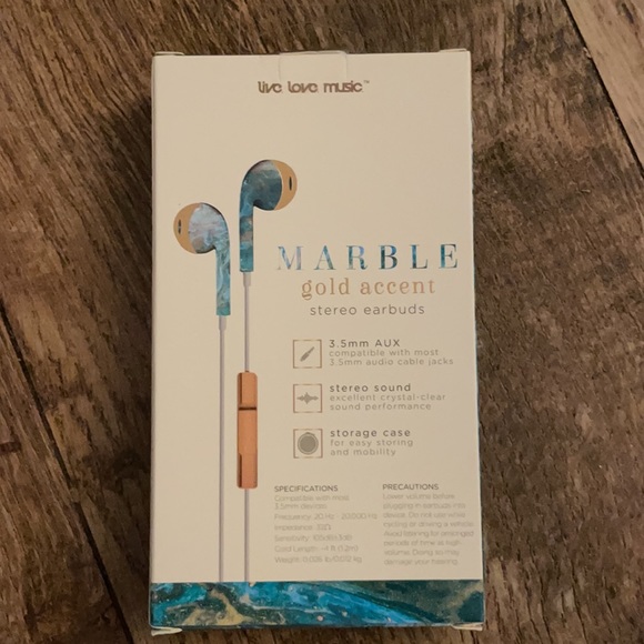 NWT Live Love Music Blue Tie-Dye Marble Stereo Earbuds - Picture 10 of 16